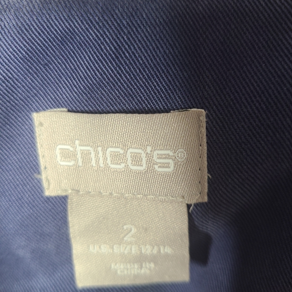 🔥Chico's Soft Twill Drape Navy Blue Jacket with Pockets - Picture 3 of 9